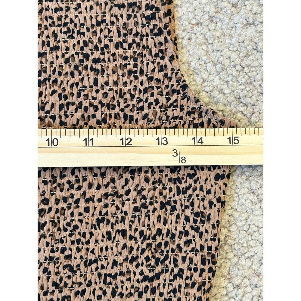 J. CREW Leopard Print Smocked Bodice Midi Dress XS Sleeveless Pockets - Picture 9 of 11